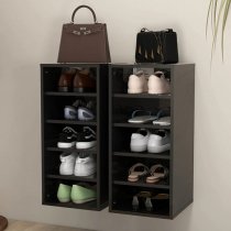 Antioch Set Of 2 High Gloss Shoe Storage Rack In Black