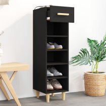 Arcadia Wooden Shoe Storage Rack With 1 Drawer In Black