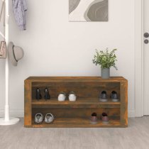 Culver Wide Wooden Shoe Storage Rack In Smoked Oak