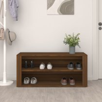 Culver Wide Wooden Shoe Storage Rack In Brown Oak