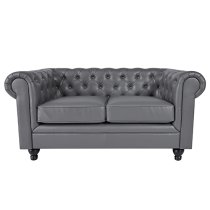 Hertford Faux Leather 3 + 2 Seater Sofa Set In Grey