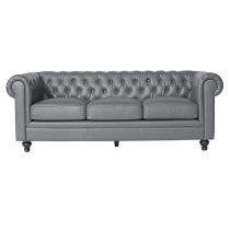 Hertford Faux Leather 3 + 2 Seater Sofa Set In Grey