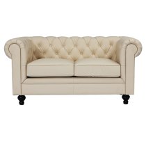 Hertford Faux Leather 3 + 2 Seater Sofa Set In Ivory