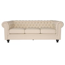 Hertford Faux Leather 3 + 2 Seater Sofa Set In Ivory