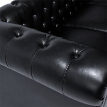 Hertford Faux Leather 3 + 2 Seater Sofa Set In Black