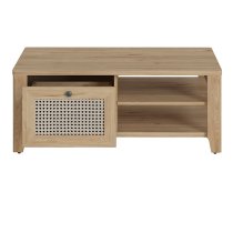 Cicero Coffee Table With 1 Drawer In Oak And Rattan Effect