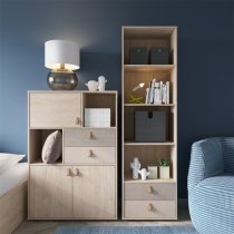 Danville Wooden Bookcase With 2 Drawer In Light Walnut