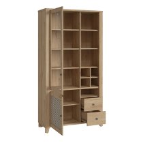 Cicero Display Cabinet With 2 Door 2 Drawer In Oak Rattan Effect