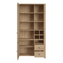 Cicero Display Cabinet With 2 Door 2 Drawer In Oak Rattan Effect