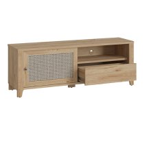 Cicero TV Stand With 1 Door 1 Drawer In Oak And Rattan Effect