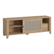 Cicero TV Stand With 1 Door 1 Drawer In Oak And Rattan Effect