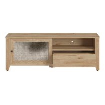 Cicero TV Stand With 1 Door 1 Drawer In Oak And Rattan Effect