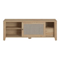 Cicero TV Stand With 1 Door 1 Drawer In Oak And Rattan Effect