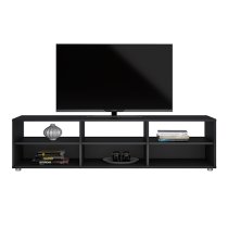 Macomb Wooden TV Stand With 6 Shelves In Black