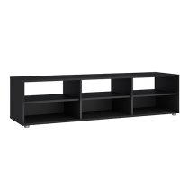 Macomb Wooden TV Stand With 6 Shelves In Black