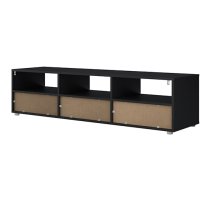 Macomb Wooden TV Stand With 6 Shelves In Black