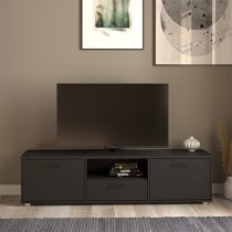 Macomb Small Wooden TV Stand With 2 Door 1 Drawer In Black