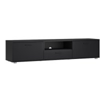 Macomb Large Wooden TV Stand With 2 Door 1 Drawer In Black