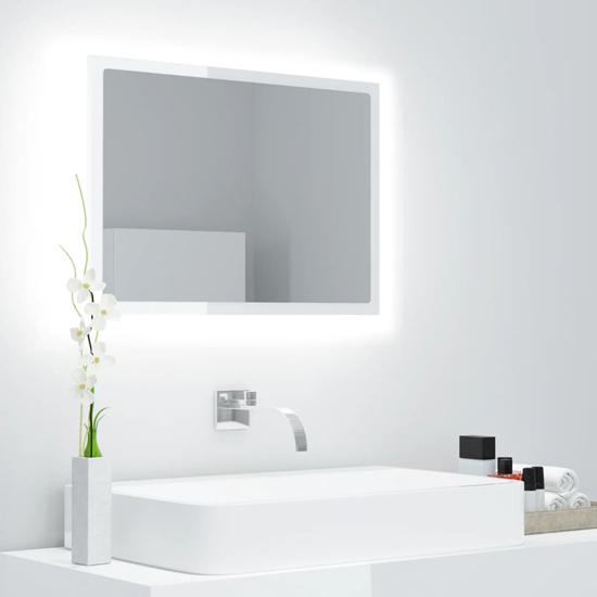 Ormond Gloss Bathroom Mirror In White With LED Lights