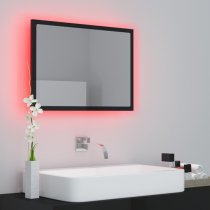 Ormond Gloss Bathroom Mirror In Black With LED Lights