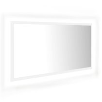 Palatka Wooden Bathroom Mirror In White With LED Lights