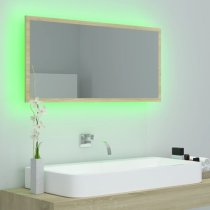 Palatka Bathroom Mirror In Sonoma Oak With LED Lights