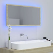 Palatka Bathroom Mirror In Sonoma Oak With LED Lights