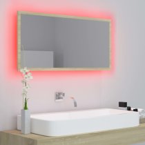 Palatka Bathroom Mirror In Sonoma Oak With LED Lights