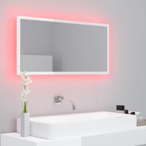 Palatka Gloss Bathroom Mirror In White With LED Lights