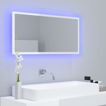 Palatka Gloss Bathroom Mirror In White With LED Lights