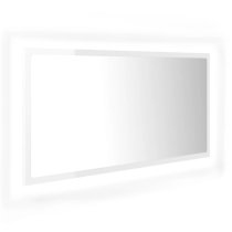 Palatka Gloss Bathroom Mirror In White With LED Lights