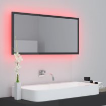 Palatka Gloss Bathroom Mirror In Grey With LED Lights