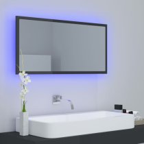 Palatka Gloss Bathroom Mirror In Grey With LED Lights