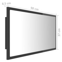 Palatka Gloss Bathroom Mirror In Grey With LED Lights