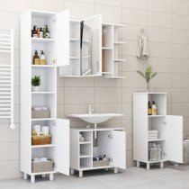 Pueblo Wooden Bathroom Storage Cabinet With 2 Doors In White