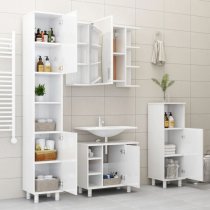 Pueblo Gloss Bathroom Storage Cabinet With 2 Doors In White