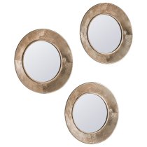 Caroline Round Set Of 3 Wall Bedroom Mirror In Gold Frame