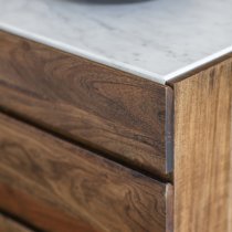 Barcela Wooden Sideboard With White Marble Top In Walnut