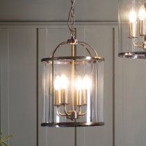 Lembeth 4 Lights Clear Glass Pendant Light In Antique Brass