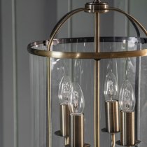 Lembeth 4 Lights Clear Glass Pendant Light In Antique Brass