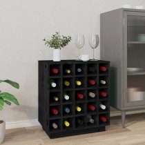 Keller Solid Pine Wood Wine Cabinet In Black