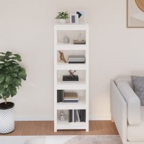 Madrid Solid Pine Wood 5-Tier Bookshelf In White