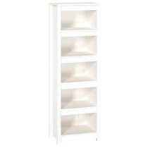 Madrid Solid Pine Wood 5-Tier Bookshelf In White