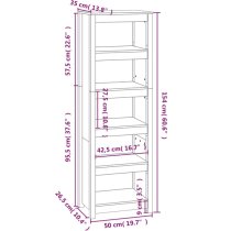 Madrid Solid Pine Wood 5-Tier Bookshelf In White