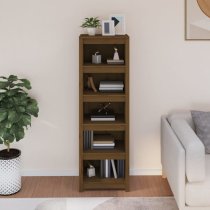 Madrid Solid Pine Wood 5-Tier Bookshelf In Honey Brown