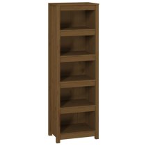 Madrid Solid Pine Wood 5-Tier Bookshelf In Honey Brown