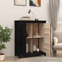 Laval Solid Pine Wood Sideboard With 4 Doors In Black