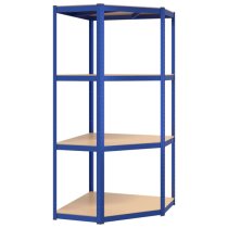 Ivins 4-Tier Corner Shelving Unit In Blue Steel Frame