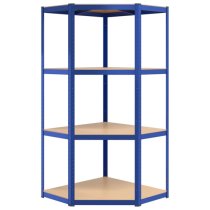 Ivins 4-Tier Corner Shelving Unit In Blue Steel Frame