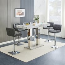 Caprice High Gloss Bar Table Large In Magnesia Marble Effect